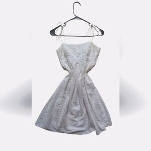 MINI White Spaghetti Tie Strap Zip Up Dress